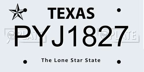 PYJ1827 Texas License Plate