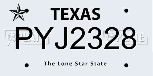PYJ2328 Texas License Plate