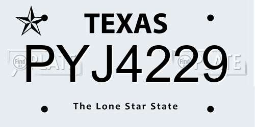 PYJ4229 Texas License Plate
