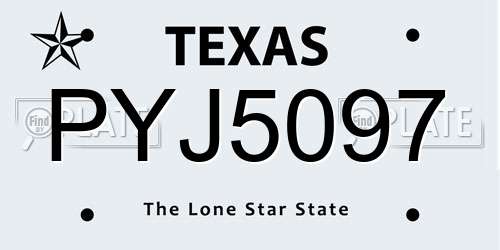 PYJ5097 Texas License Plate