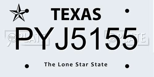 PYJ5155 Texas License Plate