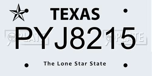 PYJ8215 Texas License Plate