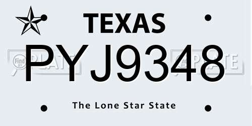 PYJ9348 Texas License Plate