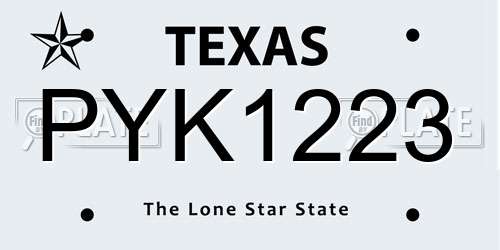 PYK1223 Texas License Plate