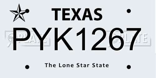 PYK1267 Texas License Plate