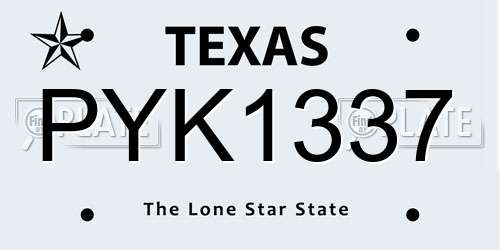 PYK1337 Texas License Plate