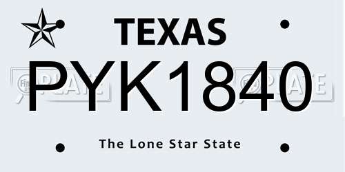 PYK1840 Texas License Plate