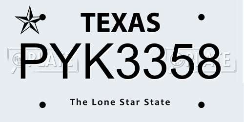 PYK3358 Texas License Plate