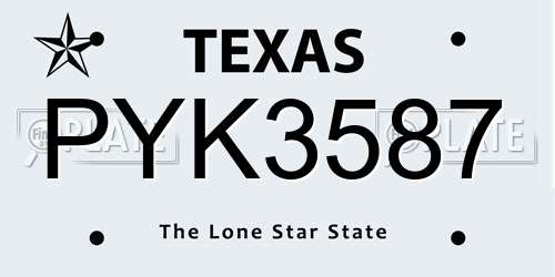 PYK3587 Texas License Plate