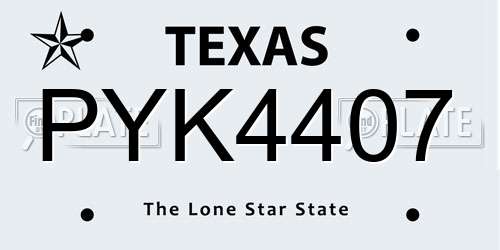 PYK4407 Texas License Plate