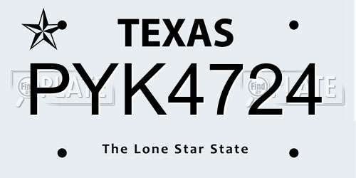 PYK4724 Texas License Plate