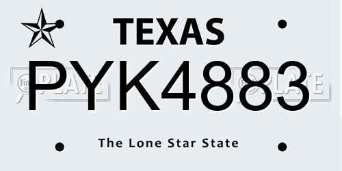 PYK4883 Texas License Plate