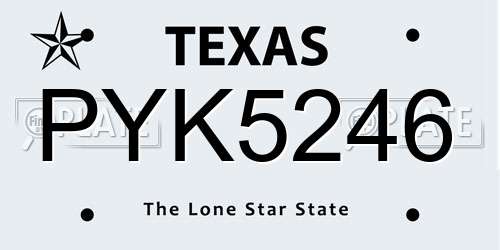 PYK5246 Texas License Plate