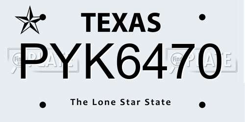 PYK6470 Texas License Plate