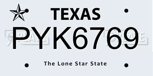 PYK6769 Texas License Plate