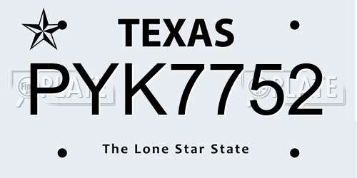 PYK7752 Texas License Plate