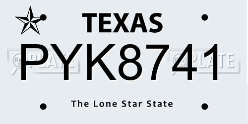 PYK8741 Texas License Plate