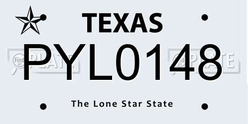 PYL0148 Texas License Plate