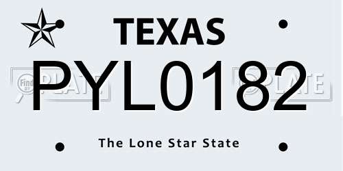 PYL0182 Texas License Plate