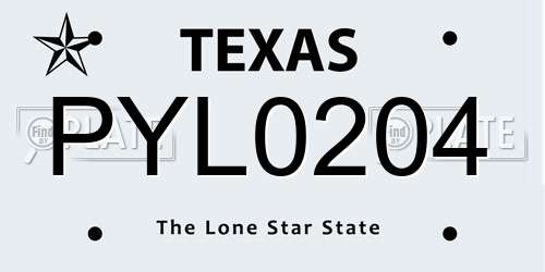 PYL0204 Texas License Plate