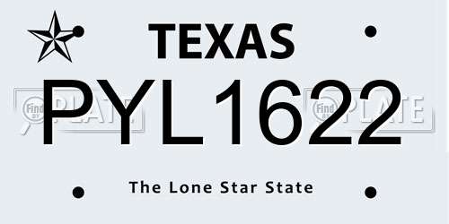 PYL1622 Texas License Plate