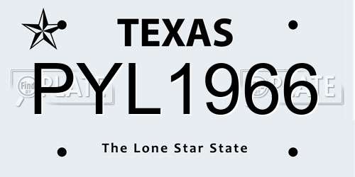 PYL1966 Texas License Plate