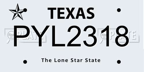 PYL2318 Texas License Plate