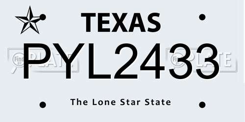 PYL2433 Texas License Plate