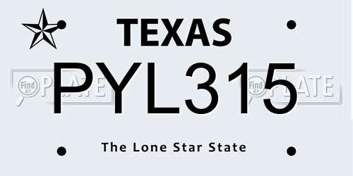 PYL315 Texas License Plate