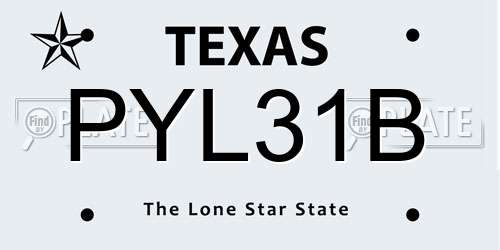 PYL31B Texas License Plate