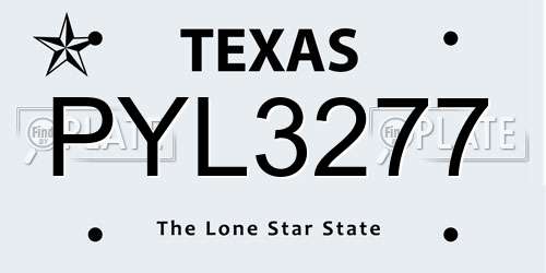 PYL3277 Texas License Plate