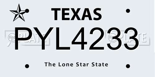 PYL4233 Texas License Plate
