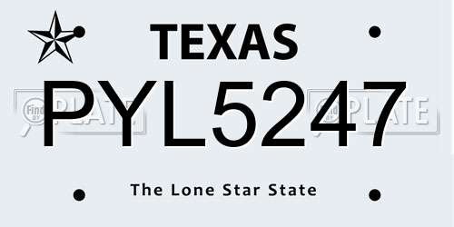 PYL5247 Texas License Plate