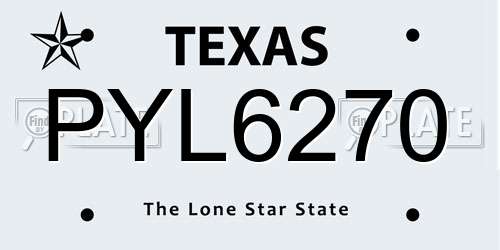 PYL6270 Texas License Plate