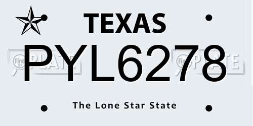 PYL6278 Texas License Plate