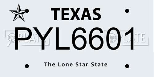 PYL6601 Texas License Plate