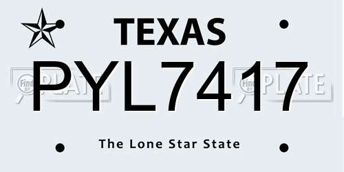 PYL7417 Texas License Plate