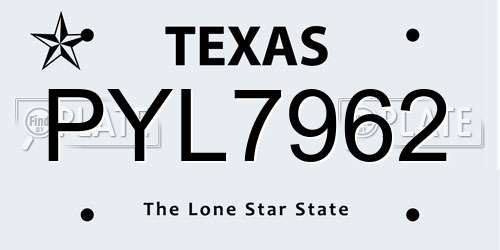 PYL7962 Texas License Plate