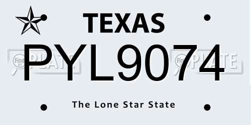 PYL9074 Texas License Plate