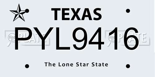 PYL9416 Texas License Plate