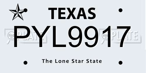 PYL9917 Texas License Plate