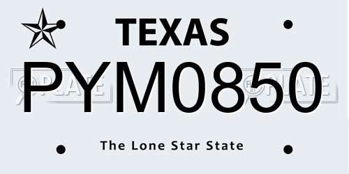 PYM0850 Texas License Plate
