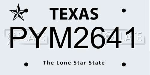 PYM2641 Texas License Plate