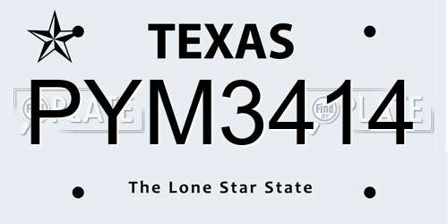 PYM3414 Texas License Plate