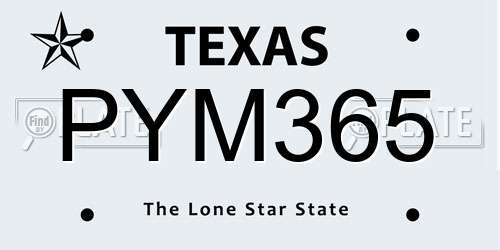 PYM365 Texas License Plate
