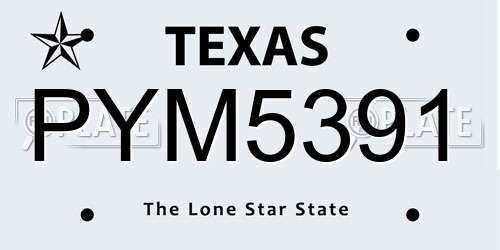 PYM5391 Texas License Plate