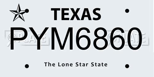 PYM6860 Texas License Plate