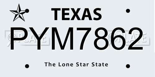 PYM7862 Texas License Plate