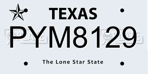 PYM8129 Texas License Plate