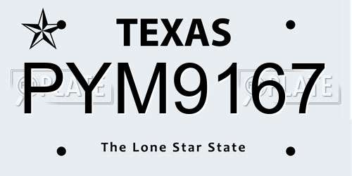 PYM9167 Texas License Plate